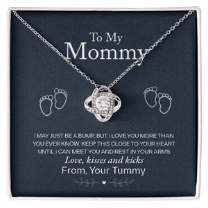 To My Mommy, Love From Your Tummy - Love knot Necklace-Jewelry-14K White Gold Finish-Standard Box-1-Chic Pop