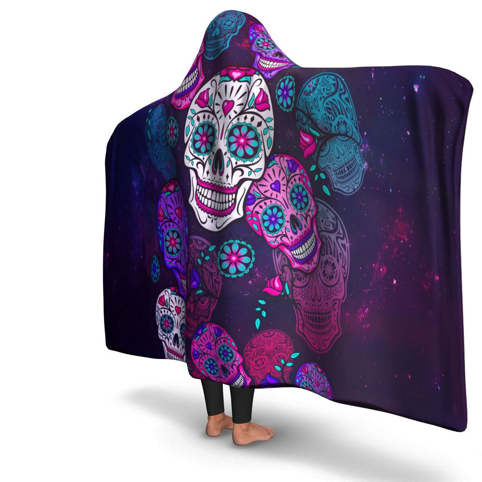 Sugar Skull-Hooded Blanket-Adult-Premium Sherpa-2-Chic Pop