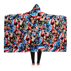 American Barbwire Skulls-Hooded Blanket - AOP-Adult-Premium Sherpa-1-Chic Pop