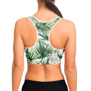 Tropical Floral Green Sports bra-Sports Bra - AOP-XS-2-Chic Pop