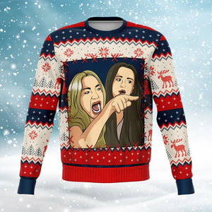 Woman Yelling at a Cat Ugly Christmas Meme Sweatshirt-Fashion Sweatshirt - AOP-XS-1-Chic Pop