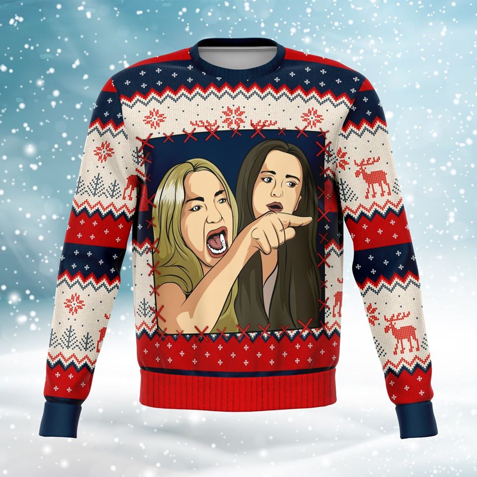 Woman Yelling at a Cat Ugly Christmas Meme Sweatshirt-Fashion Sweatshirt - AOP-XS-1-Chic Pop