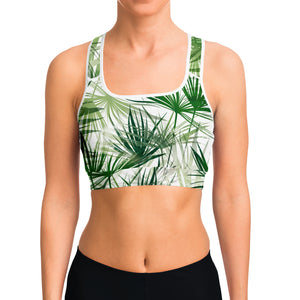 Tropical Floral Green Sports bra-Sports Bra - AOP-XS-1-Chic Pop