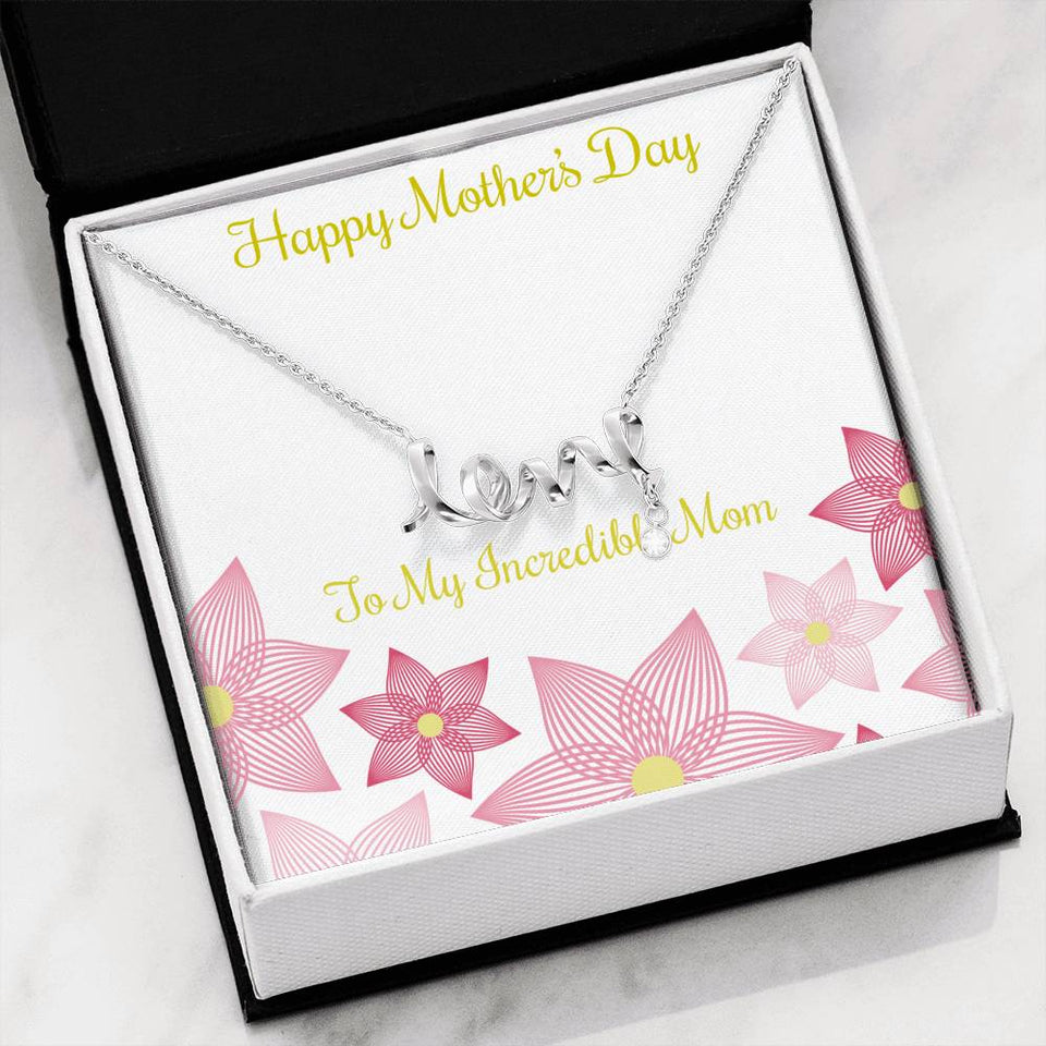 Happy Mother's Day-Jewelry-High Polished .316 Surgical Steel Scripted Love-2-Chic Pop