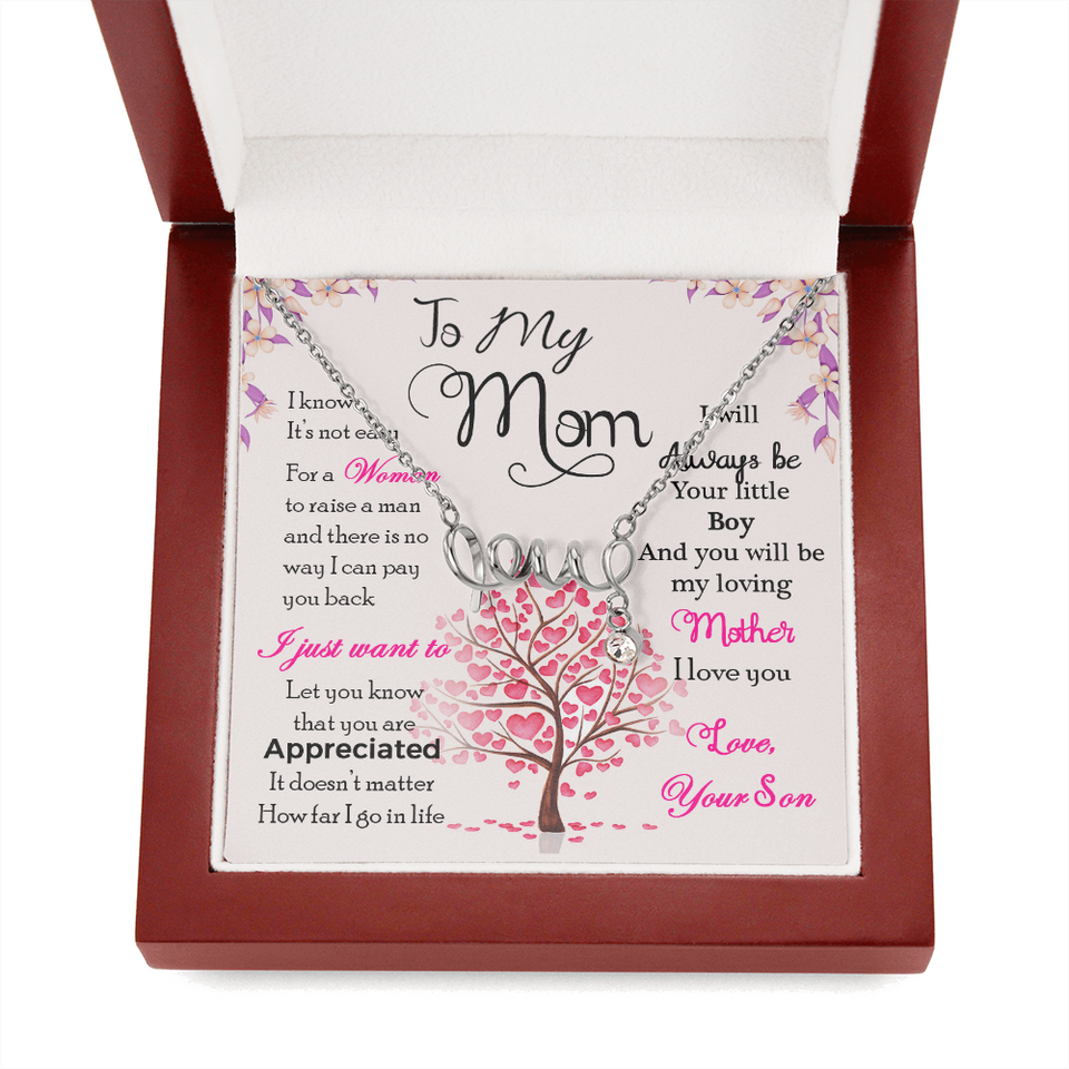 To My Mom-Jewelry-High Polished .316 Surgical Steel Scripted Love-32-Chic Pop