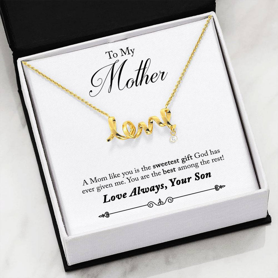 To Mother from Son-Jewelry-High Polished .316 Surgical Steel Scripted Love-7-Chic Pop