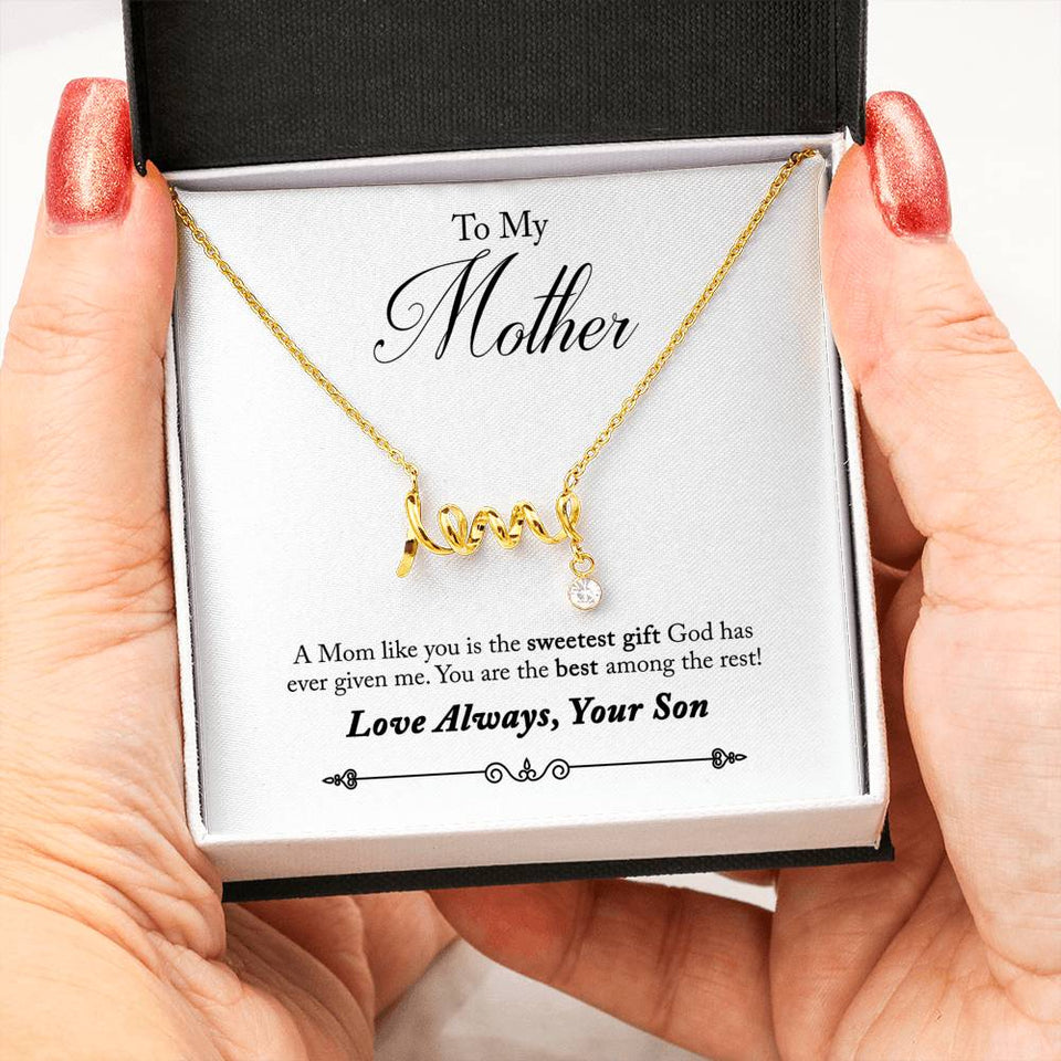 To Mother from Son-Jewelry-18k Yellow Gold Scripted Love-6-Chic Pop