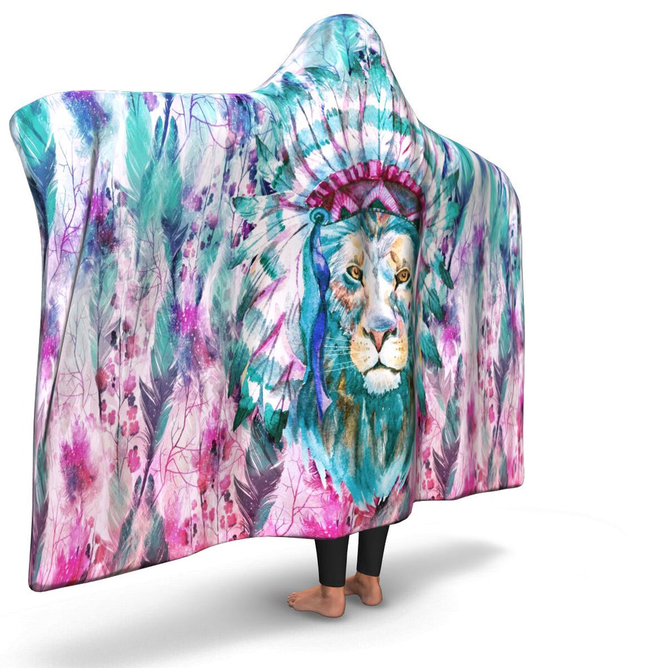 Hippie Lion-Hooded Blanket-Adult-Premium Sherpa-3-Chic Pop