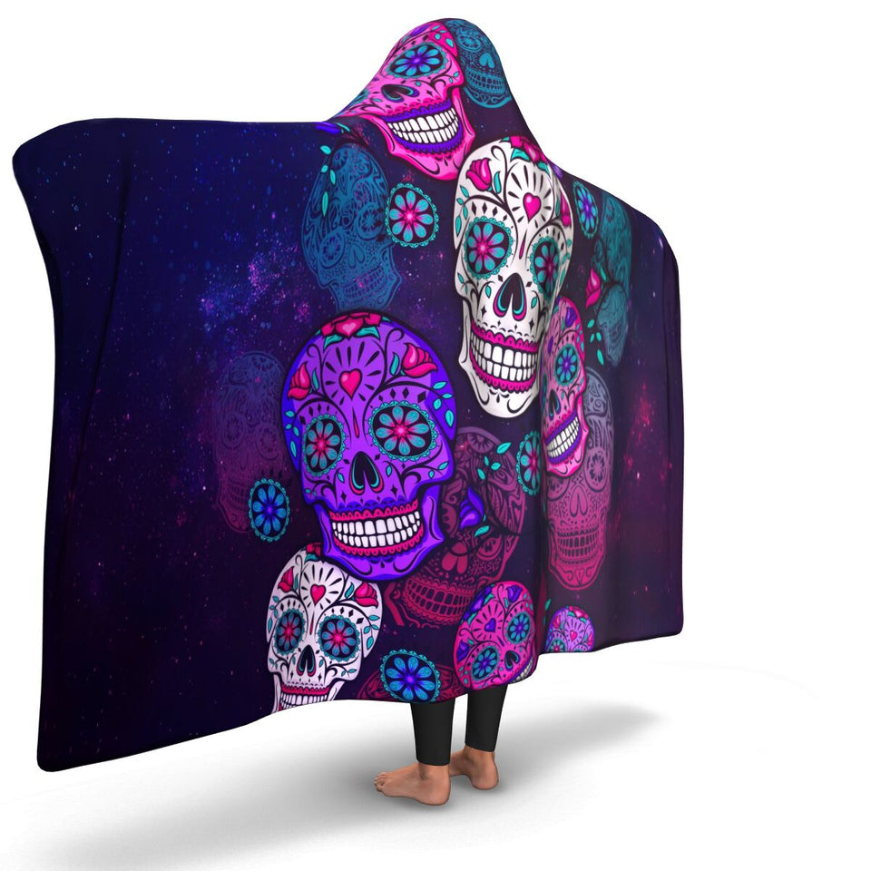 Sugar Skull-Hooded Blanket-Adult-Premium Sherpa-3-Chic Pop