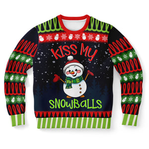 Kiss My Snowballs Snowman-Athletic Sweatshirt - AOP-XS-1-Chic Pop