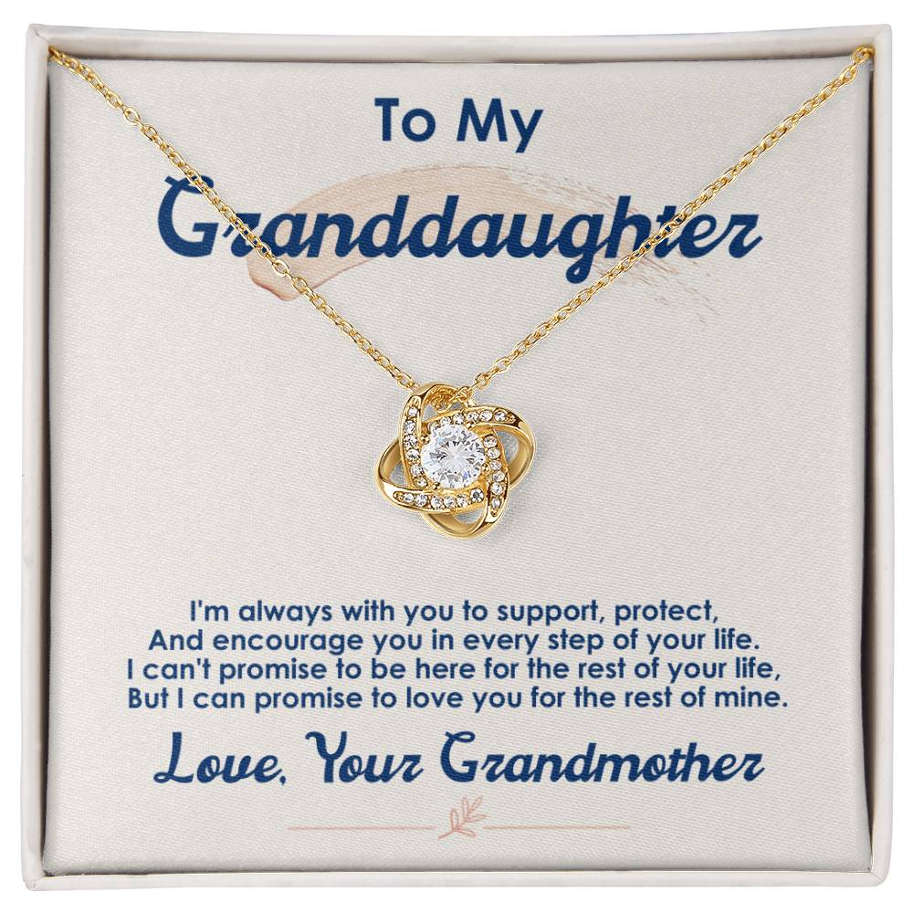 To My Granddaughter, I Love You For The Rest Of My Life - Love knot Necklace-Jewelry-18K Yellow Gold Finish-Standard Box-3-Chic Pop