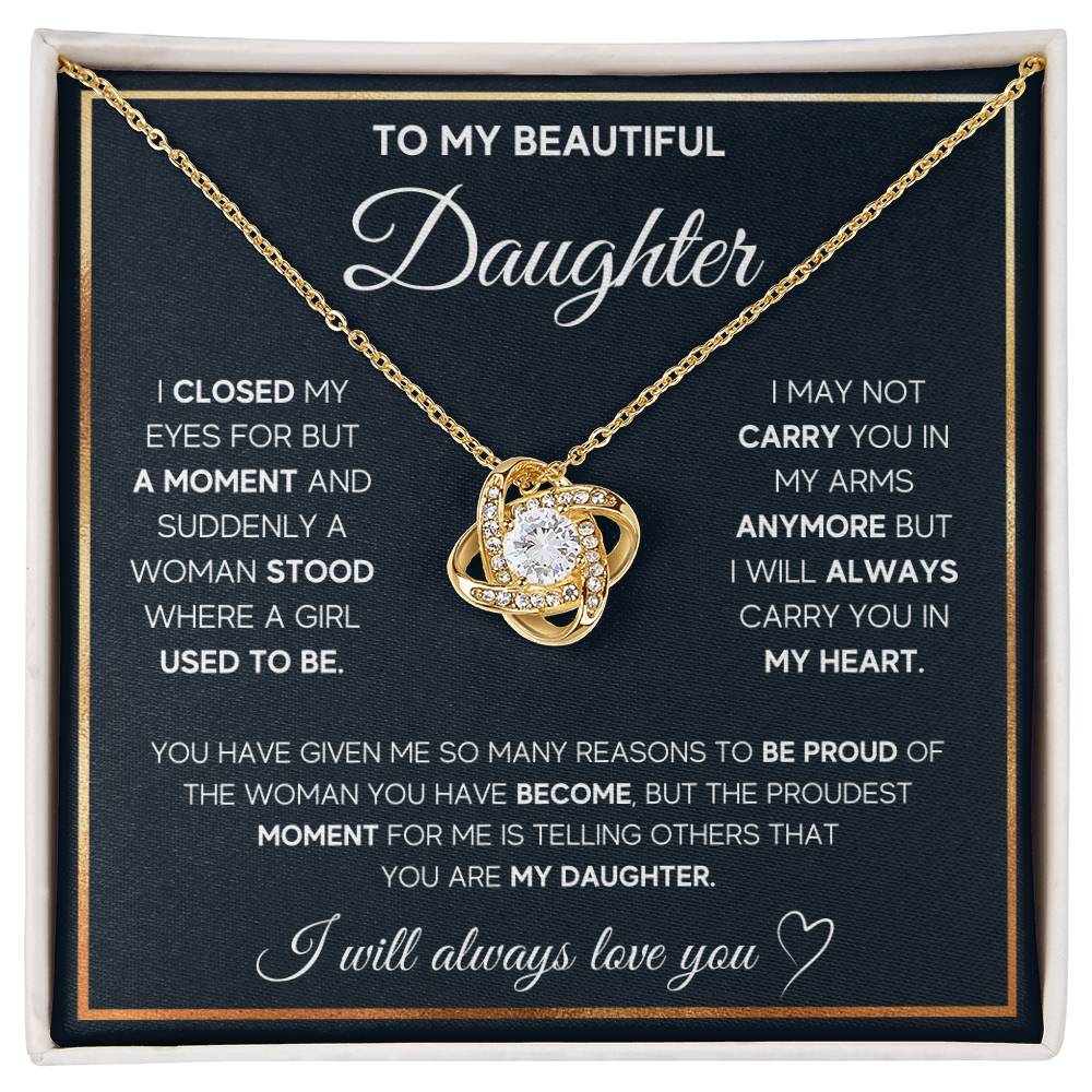 To My Daughter, I Will Always Carry You In My Heart - Love knot Necklace-Jewelry-18K Yellow Gold Finish-Standard Box-3-Chic Pop