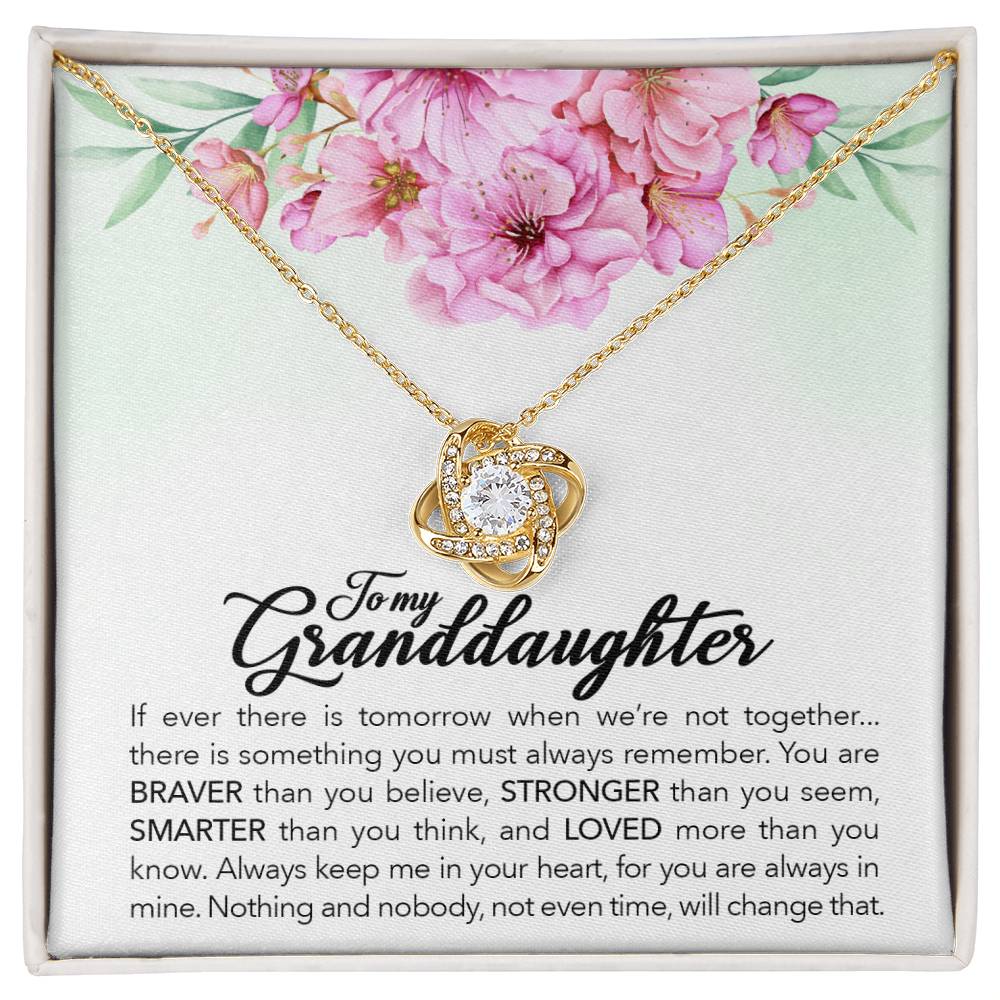 To My Granddaughter, Always Keep Me In Your Heart, - Love knot Necklace-Jewelry-18K Yellow Gold Finish-Standard Box-3-Chic Pop