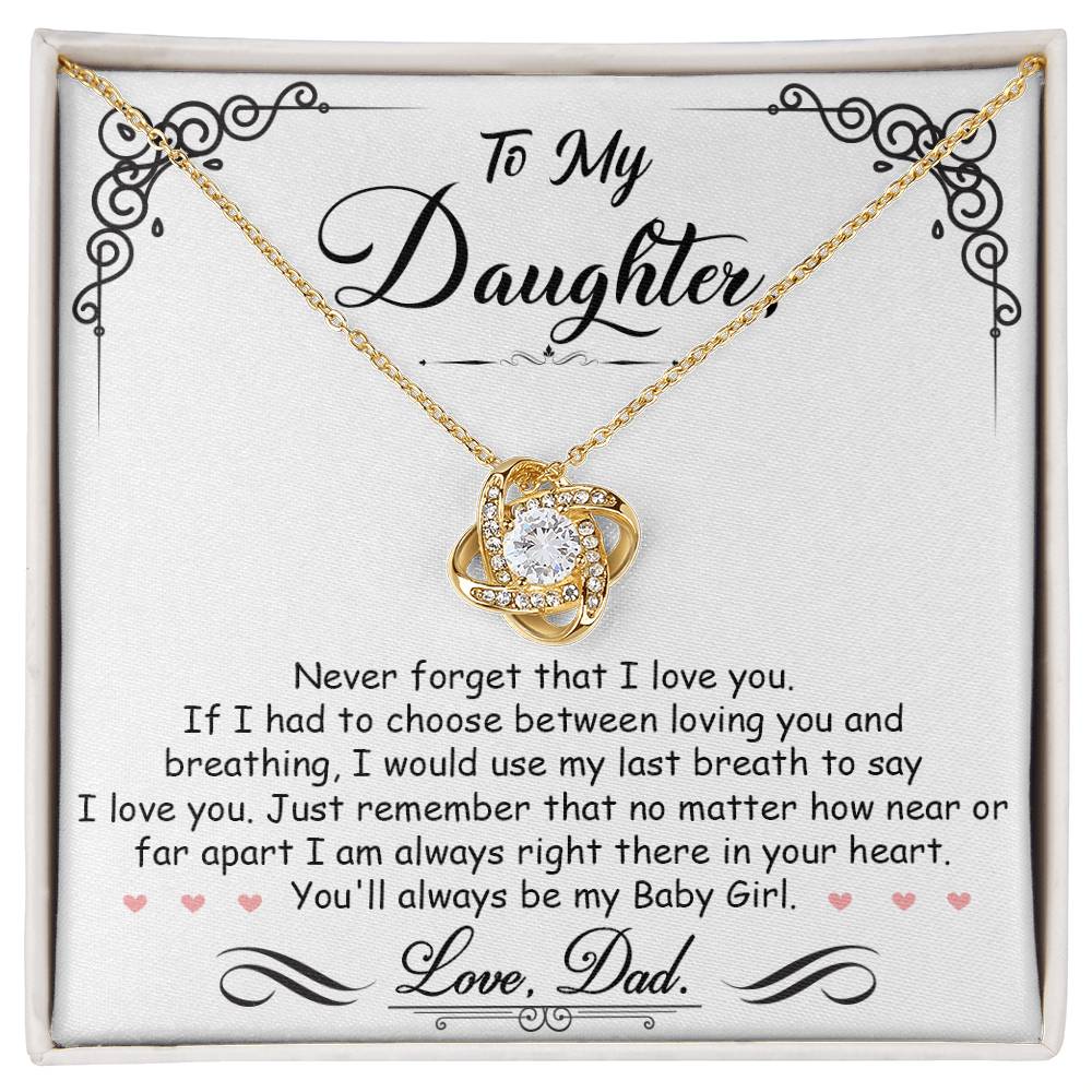 To My Daughter, I_m Always Right Here In Your Heart - Love knot Necklace-Jewelry-18K Yellow Gold Finish-Standard Box-3-Chic Pop