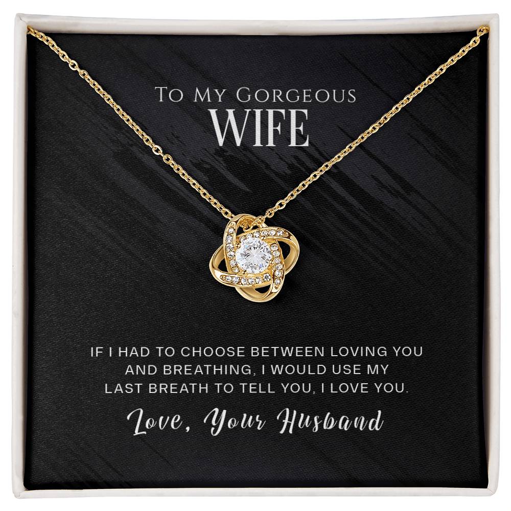 To My Wife, I Love You - Love knot Necklace-Jewelry-18K Yellow Gold Finish-Standard Box-3-Chic Pop