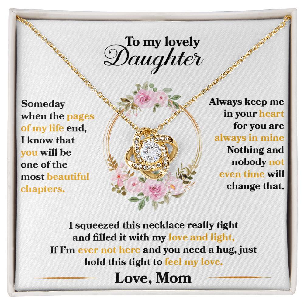 To My Lovely Daughter, Hold This Tight To Feel My Love - Love knot Necklace-Jewelry-18K Yellow Gold Finish-Standard Box-3-Chic Pop