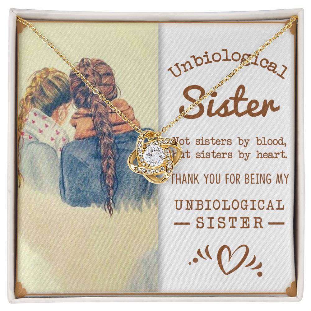 To My Unbiological Sister, Sisters By Heart - Love knot Necklace-Jewelry-18K Yellow Gold Finish-Standard Box-3-Chic Pop