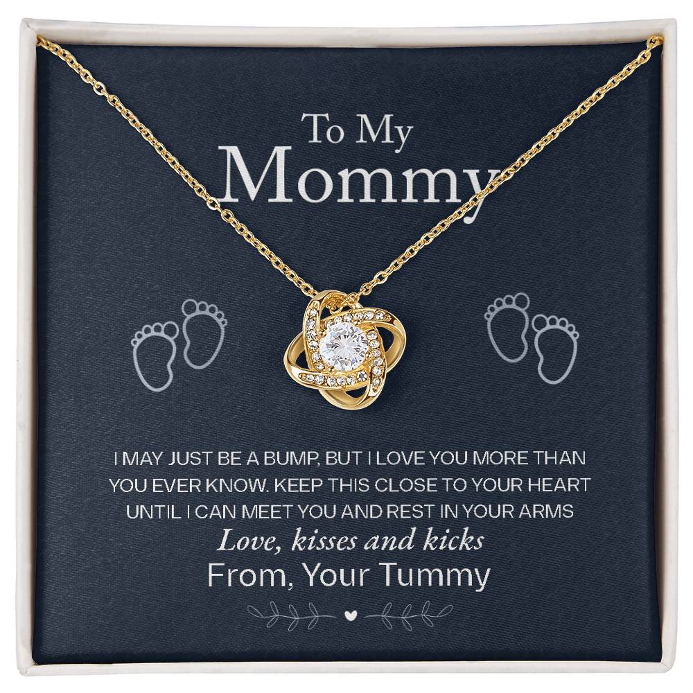 To My Mommy, Love From Your Tummy - Love knot Necklace-Jewelry-18K Yellow Gold Finish-Standard Box-3-Chic Pop