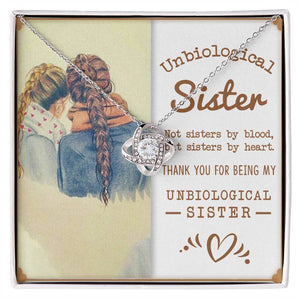 To My Unbiological Sister, Sisters By Heart - Love knot Necklace-Jewelry-14K White Gold Finish-Standard Box-1-Chic Pop