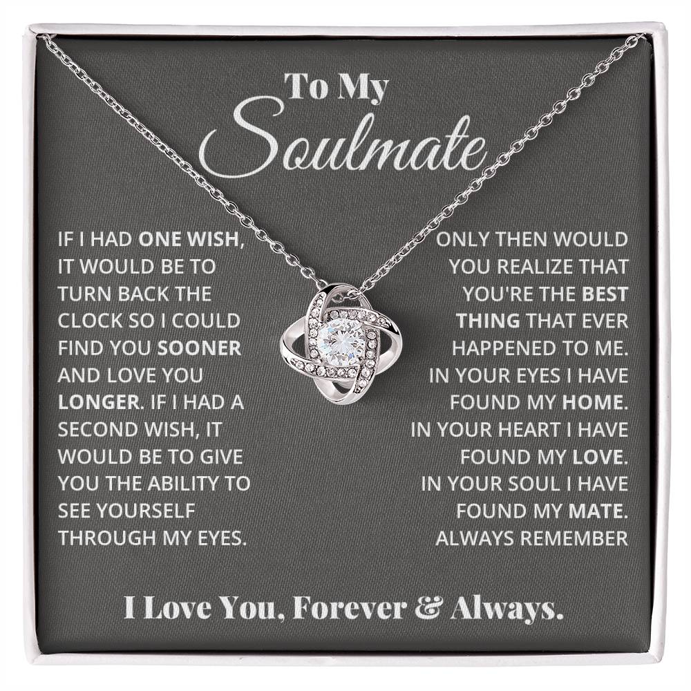 To My Soulmate, In Your Heart I Found My Love - Love knot Necklace-Jewelry-14K White Gold Finish-Standard Box-1-Chic Pop