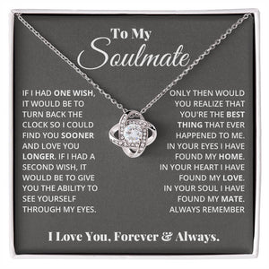 To My Soulmate, In Your Heart I Found My Love - Love knot Necklace-Jewelry-14K White Gold Finish-Standard Box-1-Chic Pop