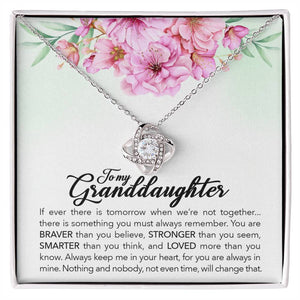 To My Granddaughter, Always Keep Me In Your Heart, - Love knot Necklace-Jewelry-14K White Gold Finish-Standard Box-1-Chic Pop