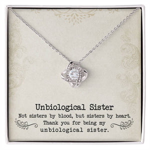 To My Unbiological Sister, Sister By Heart - Love knot Necklace-Jewelry-14K White Gold Finish-Standard Box-1-Chic Pop