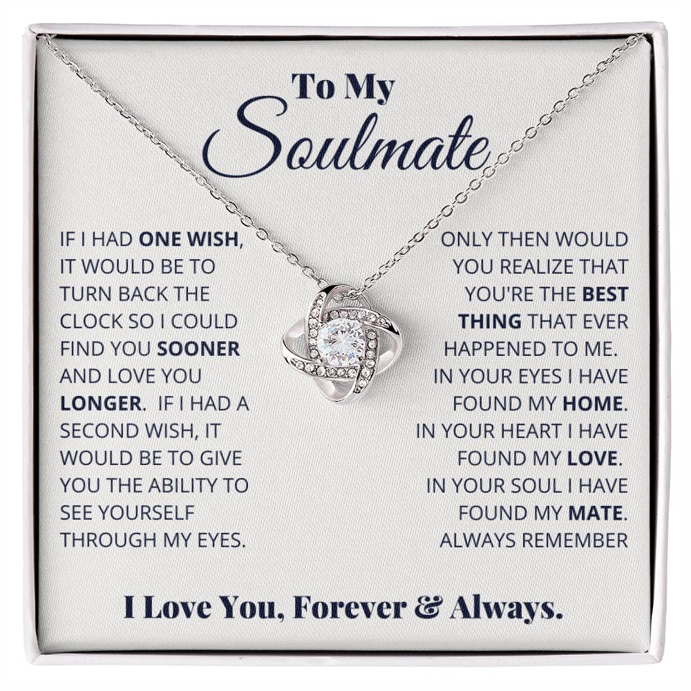 To My Soulmate, I Love You, Forever & Always - Love knot Necklace-Jewelry-14K White Gold Finish-Standard Box-1-Chic Pop