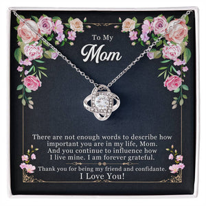 To My Mom, Thank yOU For Being My Friend - Love knot Necklace-Jewelry-14K White Gold Finish-Standard Box-1-Chic Pop