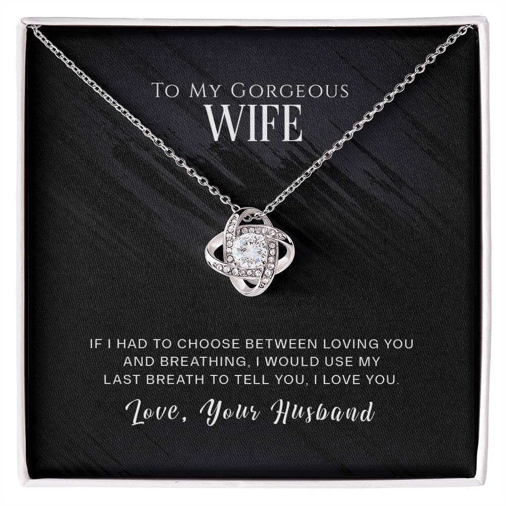 To My Wife, I Love You - Love knot Necklace-Jewelry-14K White Gold Finish-Standard Box-1-Chic Pop