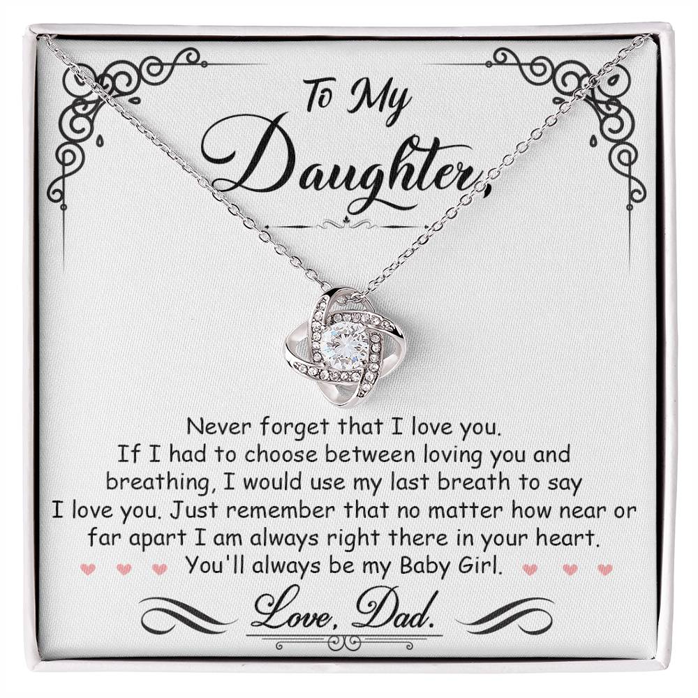 To My Daughter, I_m Always Right Here In Your Heart - Love knot Necklace-Jewelry-14K White Gold Finish-Standard Box-1-Chic Pop