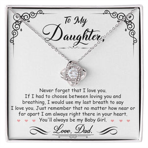 To My Daughter, I_m Always Right Here In Your Heart - Love knot Necklace-Jewelry-14K White Gold Finish-Standard Box-1-Chic Pop