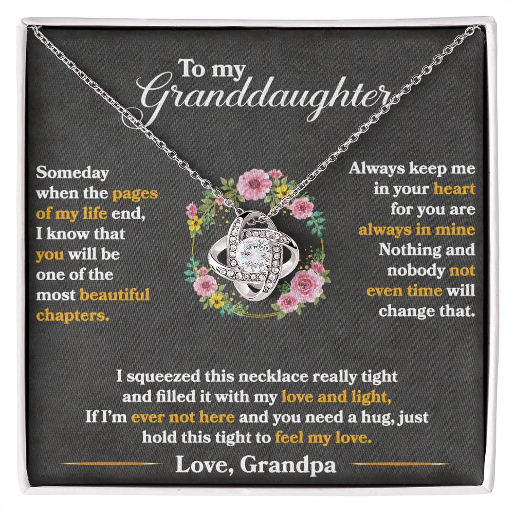 To My Granddaughter, Hold This Tight To Feel My Love - Love knot Necklace-Jewelry-14K White Gold Finish-Standard Box-1-Chic Pop