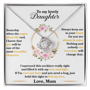 To My Lovely Daughter, Hold This Tight To Feel My Love - Love knot Necklace-Jewelry-14K White Gold Finish-Standard Box-1-Chic Pop