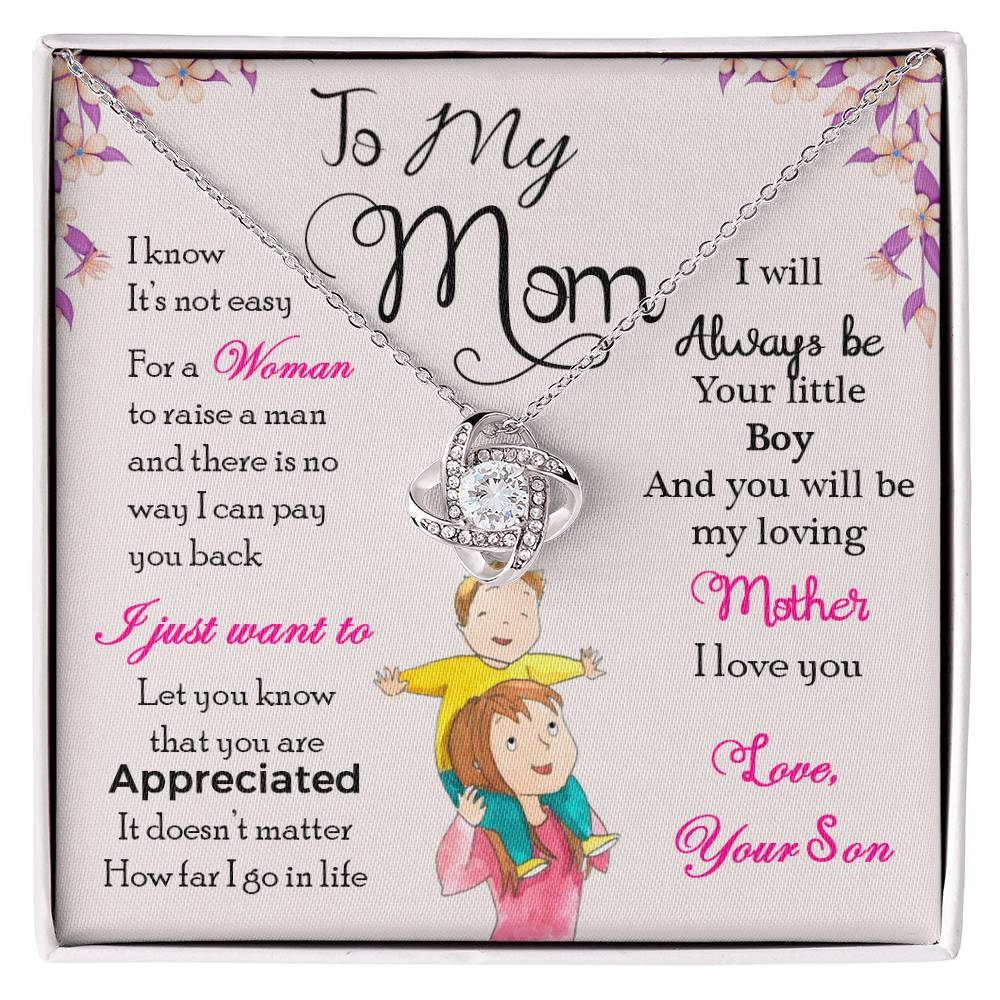 To My Mom, I Will Always Be Your Little Boy - Love knot Necklace-Jewelry-14K White Gold Finish-Standard Box-1-Chic Pop