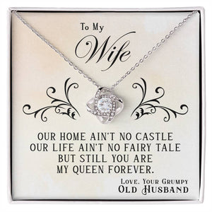 To My Wife, You Are My Queen Forever - Love knot Necklace-Jewelry-14K White Gold Finish-Standard Box-1-Chic Pop