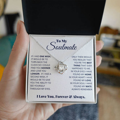 To My Soulmate, I Love You, Forever & Always - Love knot Necklace-Jewelry-14K White Gold Finish-Standard Box-2-Chic Pop