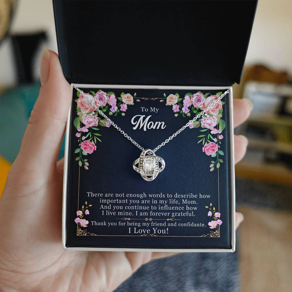 To My Mom, Thank yOU For Being My Friend - Love knot Necklace-Jewelry-14K White Gold Finish-Standard Box-2-Chic Pop