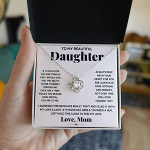 To My Beautiful Daughter, Just Hold This To Feel My Love - Love knot Necklace-Jewelry-18K Yellow Gold Finish-Luxury Box-6-Chic Pop