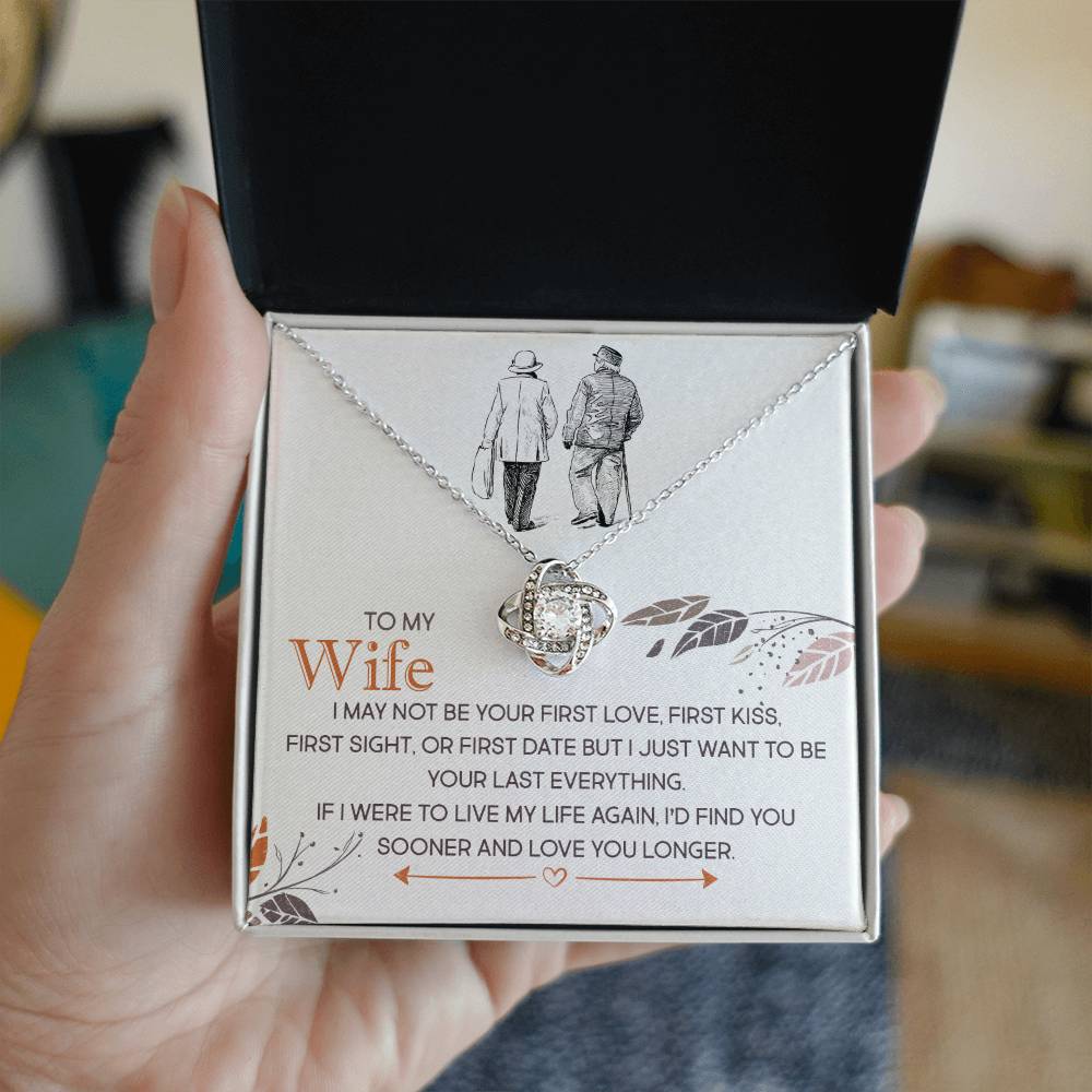 To My Wife, I Just Want To Be Your Last Everything - Love knot Necklace-Jewelry-14K White Gold Finish-Standard Box-2-Chic Pop