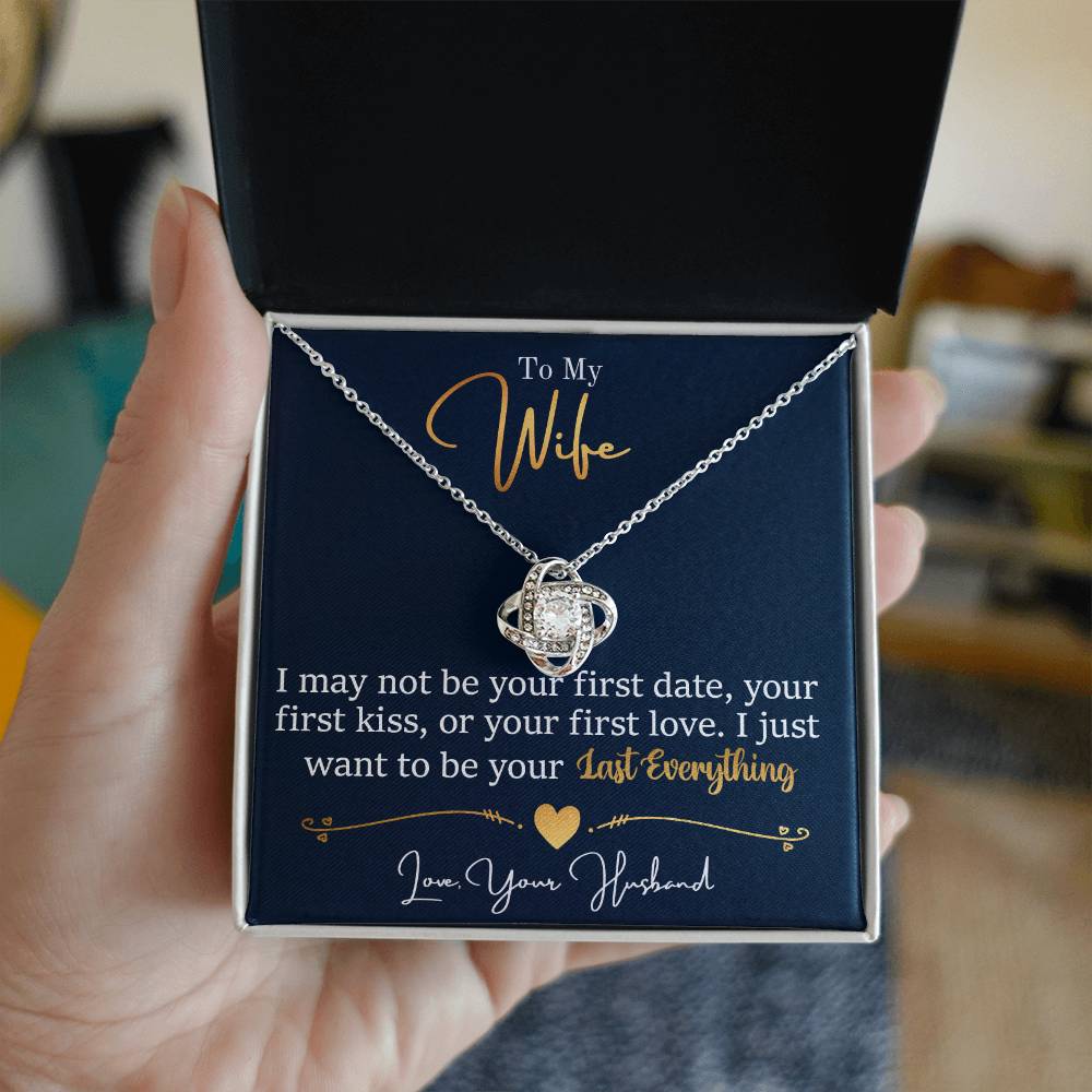 To My Wife, I Want To Be Your Everything - Love knot Necklace-Jewelry-14K White Gold Finish-Standard Box-2-Chic Pop