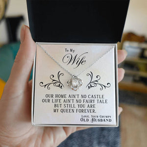 To My Wife, You Are My Queen Forever - Love knot Necklace-Jewelry-18K Yellow Gold Finish-Luxury Box-6-Chic Pop