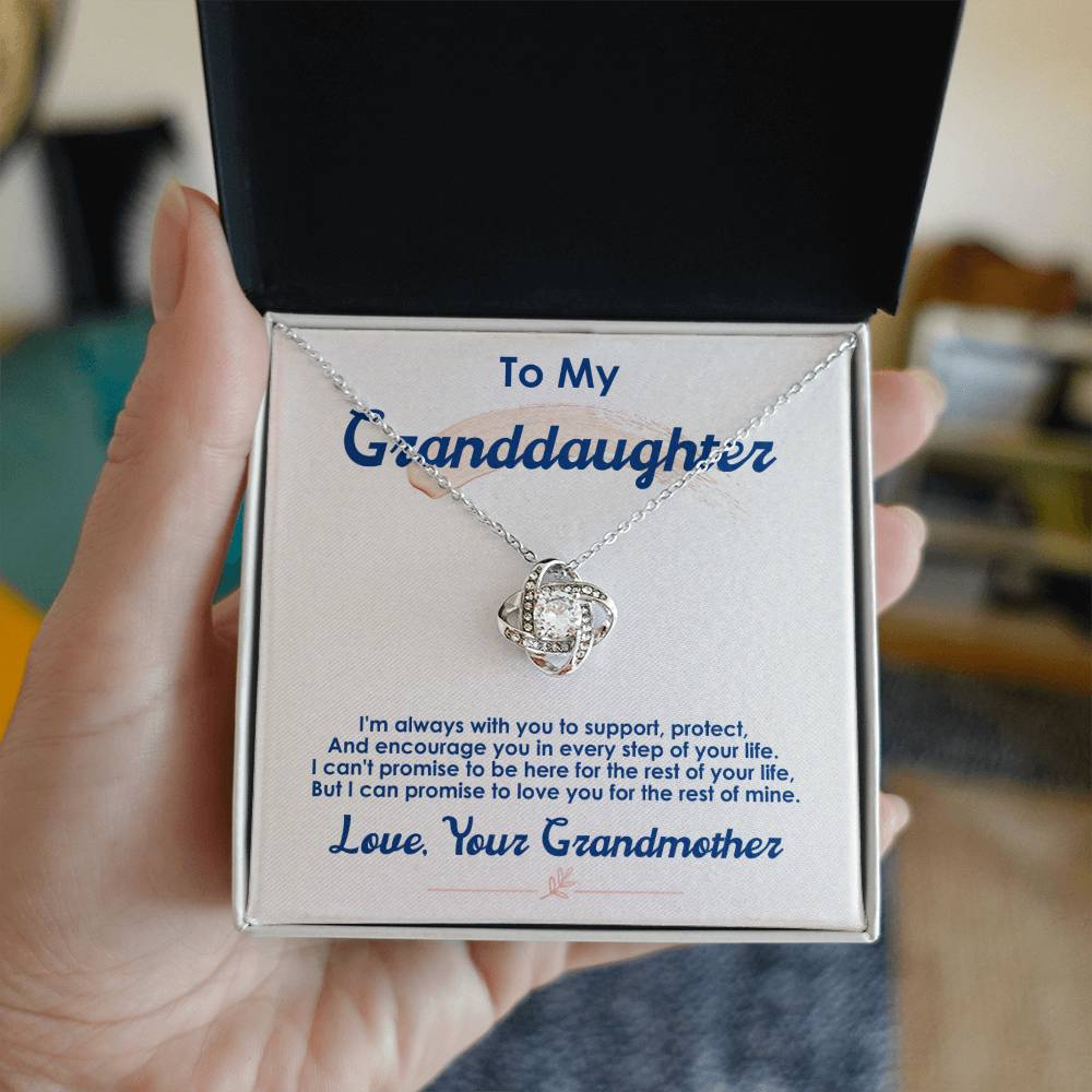 To My Granddaughter, I Love You For The Rest Of My Life - Love knot Necklace-Jewelry-14K White Gold Finish-Standard Box-2-Chic Pop