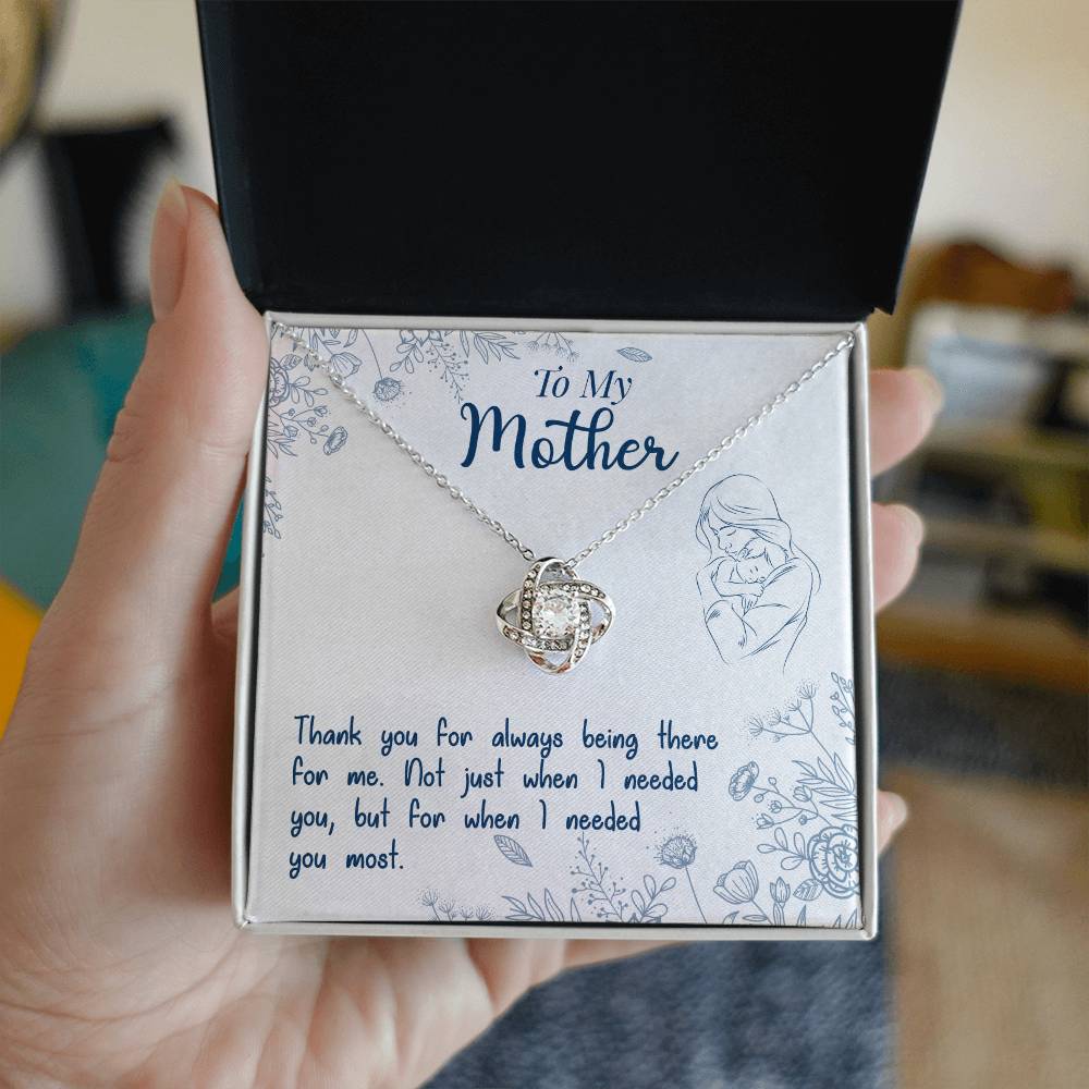 To My Mother, Thank You For Always Being There - Love knot Necklace-Jewelry-14K White Gold Finish-Standard Box-2-Chic Pop