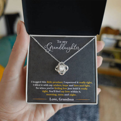 To My Granddaughter, You_ll Feel My Love Within This - Love knot Necklace-Jewelry-14K White Gold Finish-Standard Box-2-Chic Pop