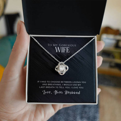 To My Wife, I Love You - Love knot Necklace-Jewelry-14K White Gold Finish-Standard Box-2-Chic Pop