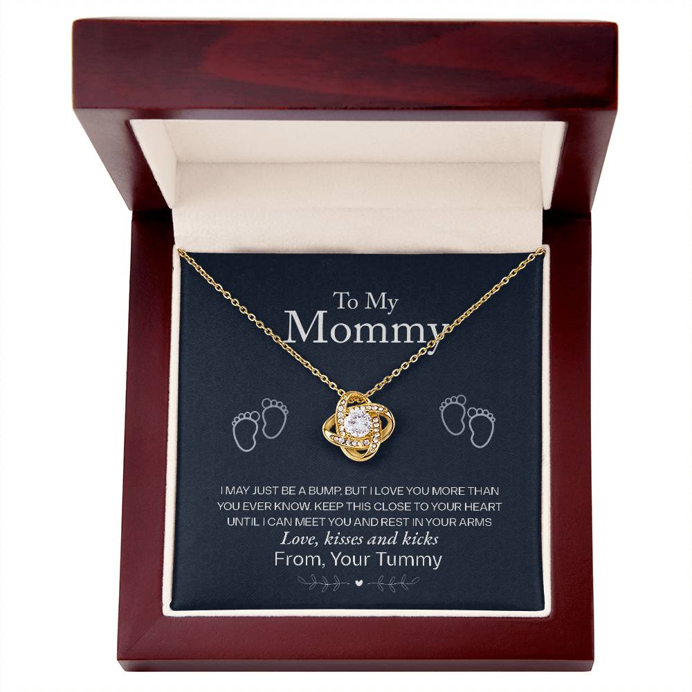 To My Mommy, Love From Your Tummy - Love knot Necklace-Jewelry-14K White Gold Finish-Standard Box-5-Chic Pop