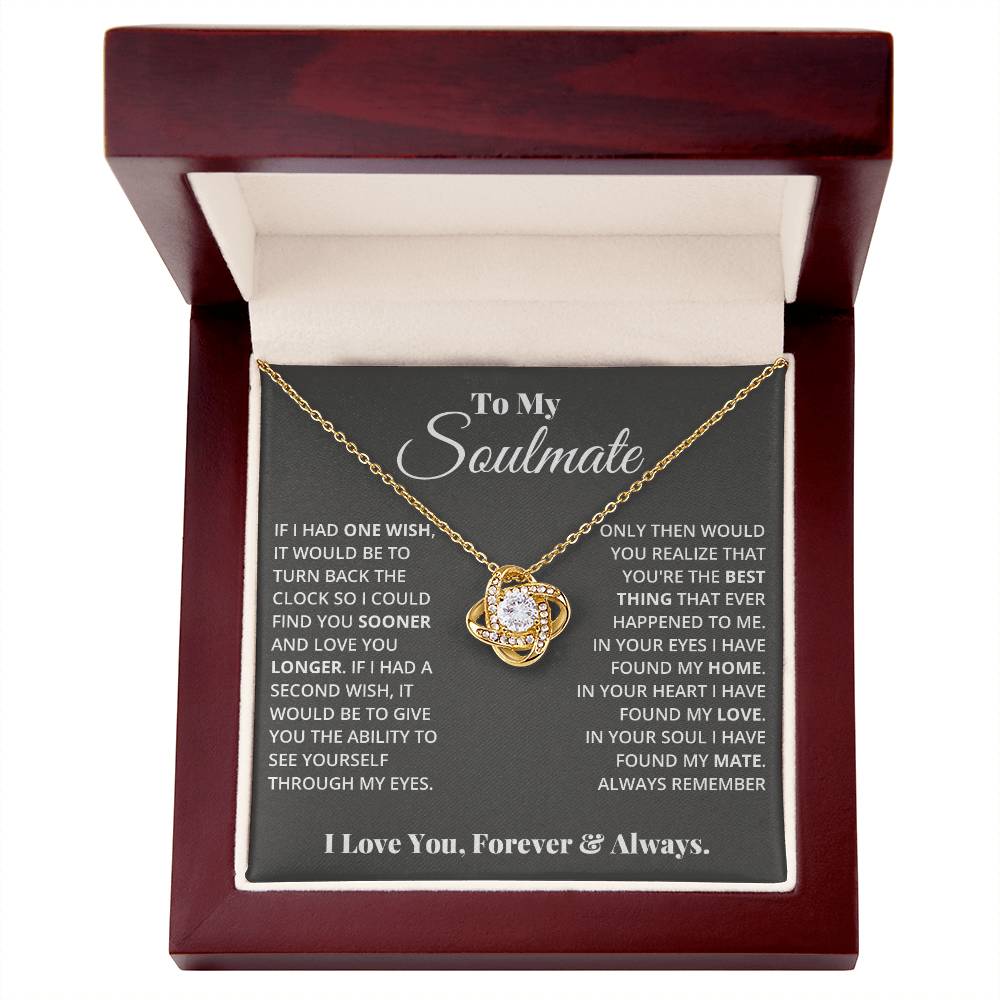 To My Soulmate, In Your Heart I Found My Love - Love knot Necklace-Jewelry-14K White Gold Finish-Standard Box-5-Chic Pop