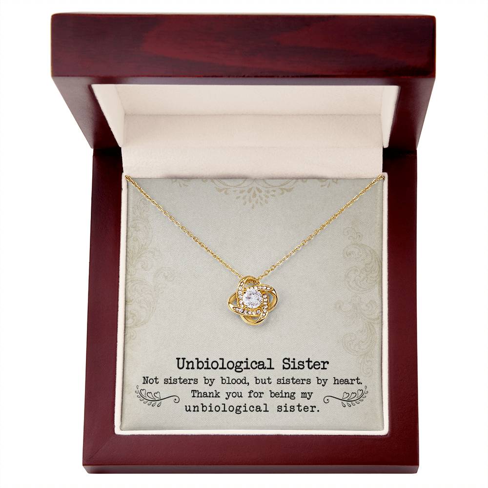 To My Unbiological Sister, Sister By Heart - Love knot Necklace-Jewelry-14K White Gold Finish-Standard Box-5-Chic Pop