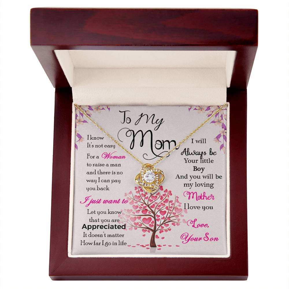 To My Mom, I Know Its Not Easy - Love knot Necklace-Jewelry-14K White Gold Finish-Standard Box-5-Chic Pop